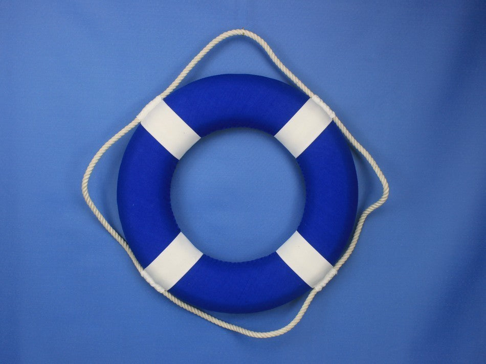 Blue Lifering with White Bands 15'', Life Saving Ring, Beach Home Accent, Na