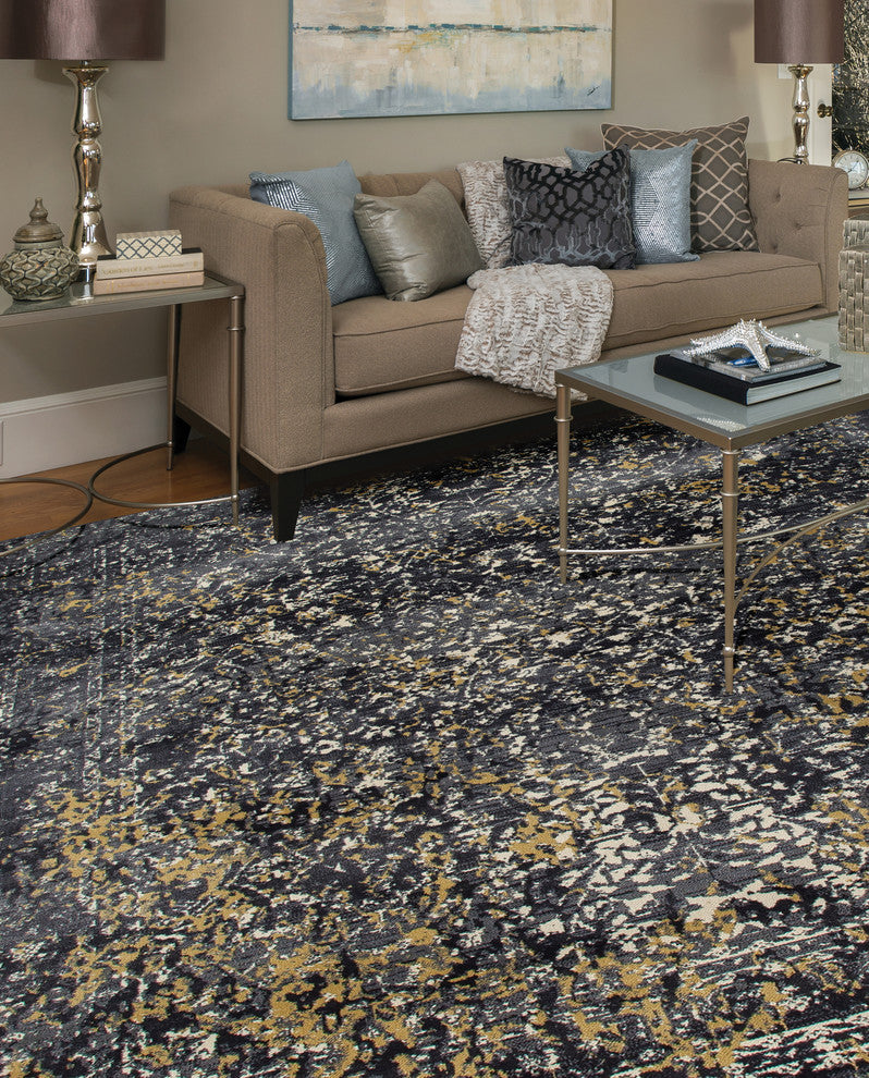 Karelia Inheritance Dark Gray 5'3" Round Area Rug