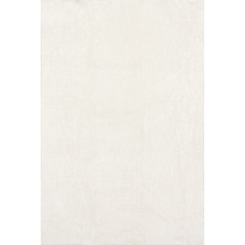 nuLOOM Loni Solid Machine Washable Shag Area Rug, White, 2'x3'