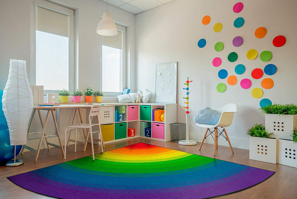 Flagship Carpets VA416-26A 6' Quarter Circle Rainbow Educational Rug
