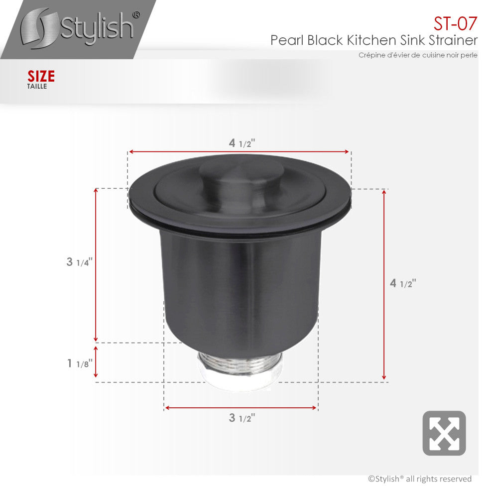 STYLISH 3.5 Inch Stainless Steel Kitchen Sink Extra Deep Strainer