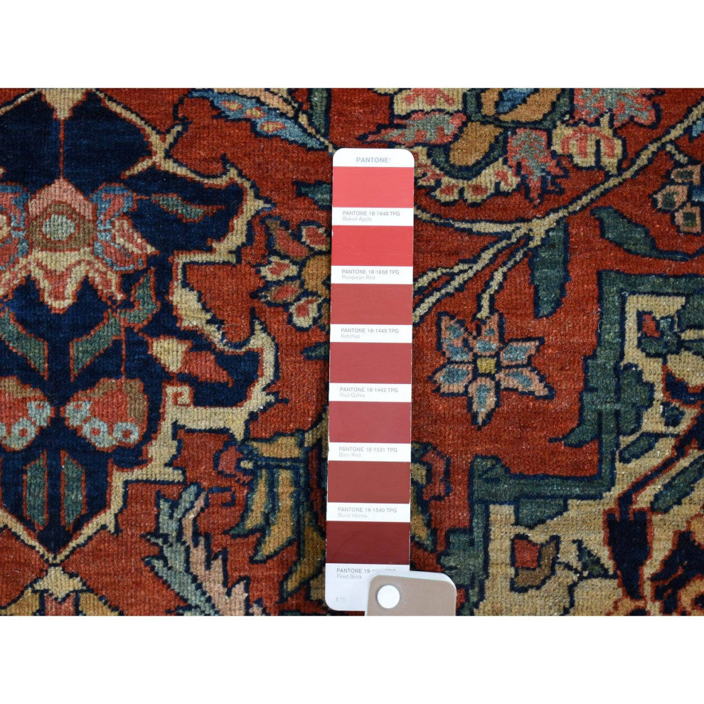 Barn Red Antique Persian Feraghan Sarouk Soft Wool Hand Knotted Rug 9'x12'