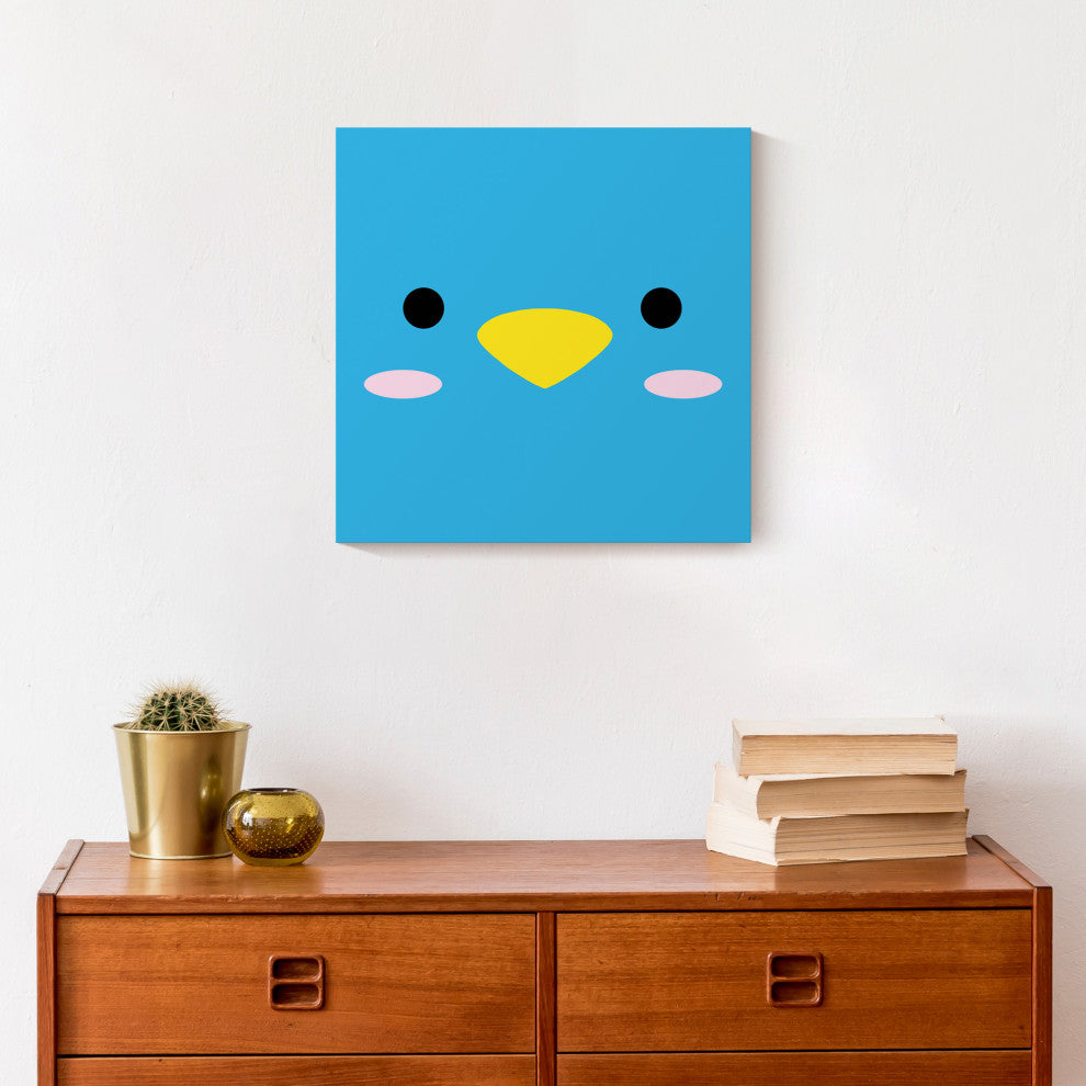 Blue Bird Face 12x12 Canvas Wall Art