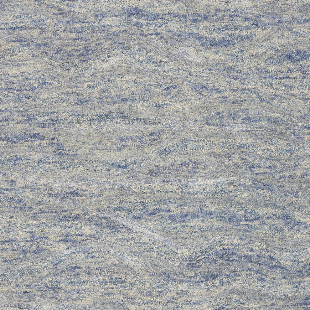 HomeRoots 7 x 9 Wool and Viscose Ocean Blue Area Rug