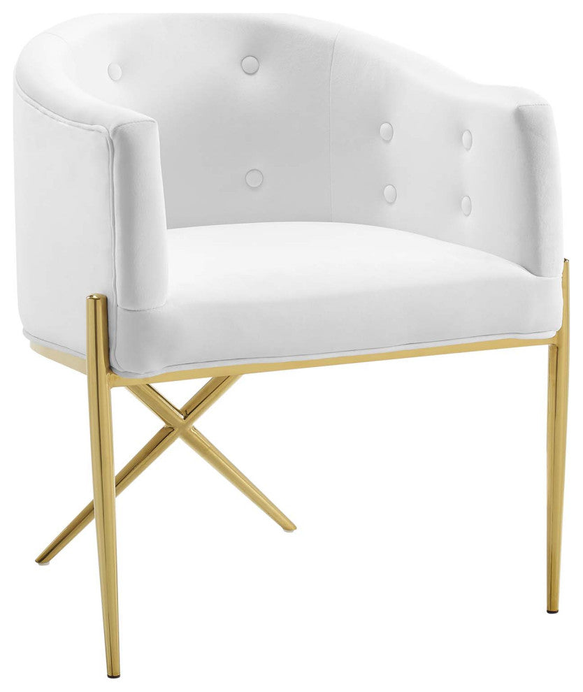 Savour Tufted Performance Velvet Accent Dining Armchair - White