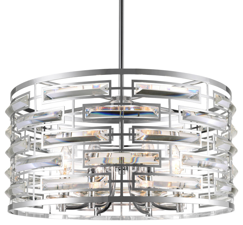 Petia 6 Light Drum Shade Chandelier With Chrome Finish