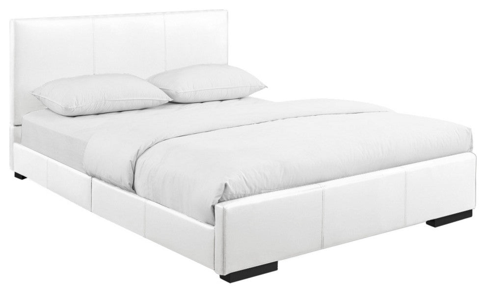 White Upholstered Twin Platform Bed