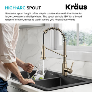 Bolden Commercial Style 2-Function Pull-Down 1-Handle 1-Hole Kitchen Faucet, Spot Free Antique Champagne Bronze