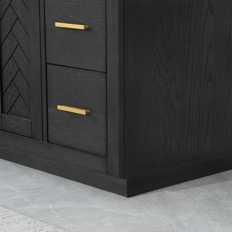 Gazsi Brown Oak Bathroom Vanity Set, 36", Without Mirror