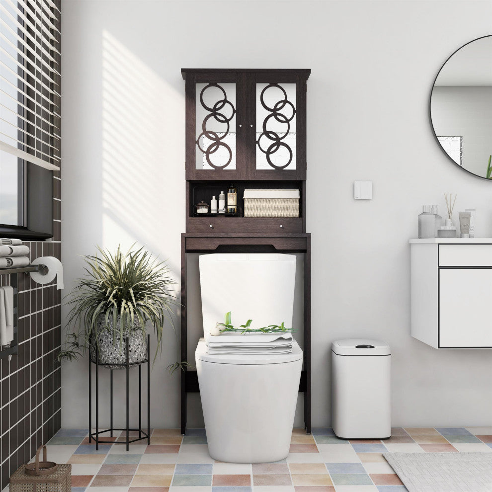 Furniture of America Tara Wood Bathroom Space Saving Cabinet in Cappuccino