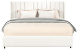 Qearl Queen Upholstered Platform Bed, 4 Storage Drawers, Tufted Headboard, Ivory