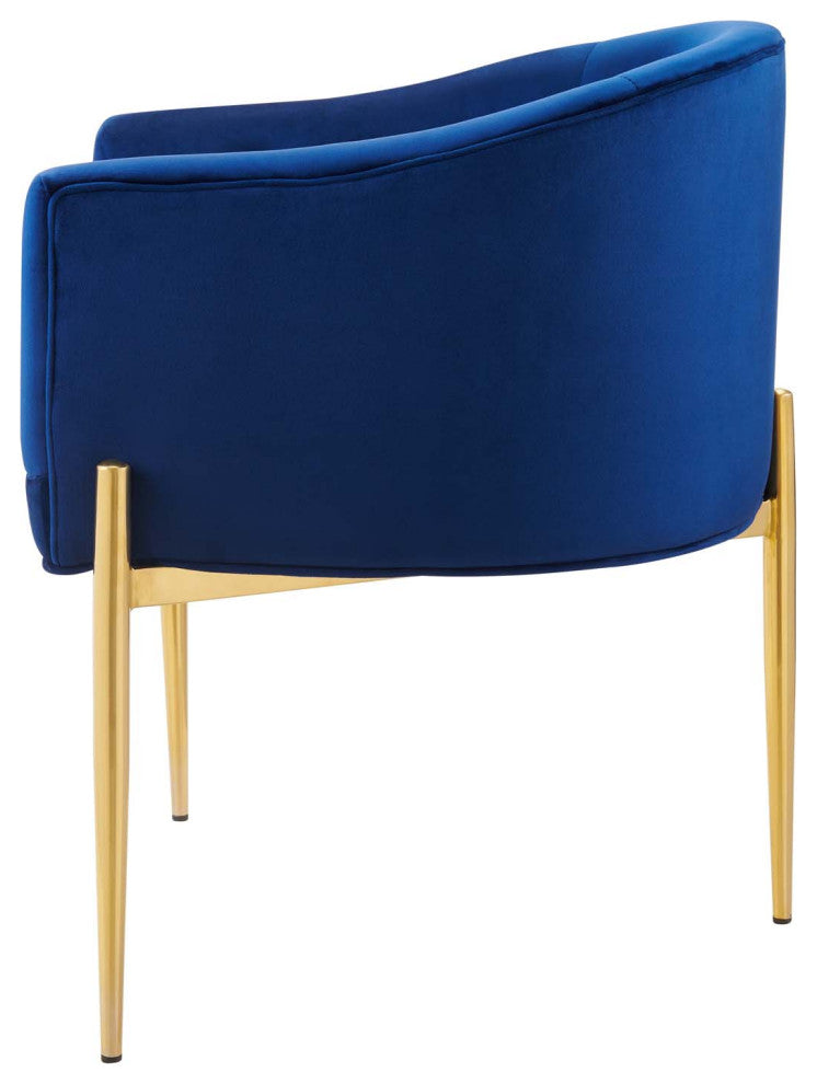 Tufted Accent Chair, Set of 2, Velvet, Metal, Blue Navy, Modern, Lounge