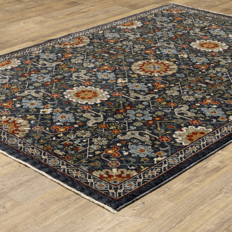 Augustus Persian Inspired Indoor Area Rug, Blue, 5'3"x7'6"