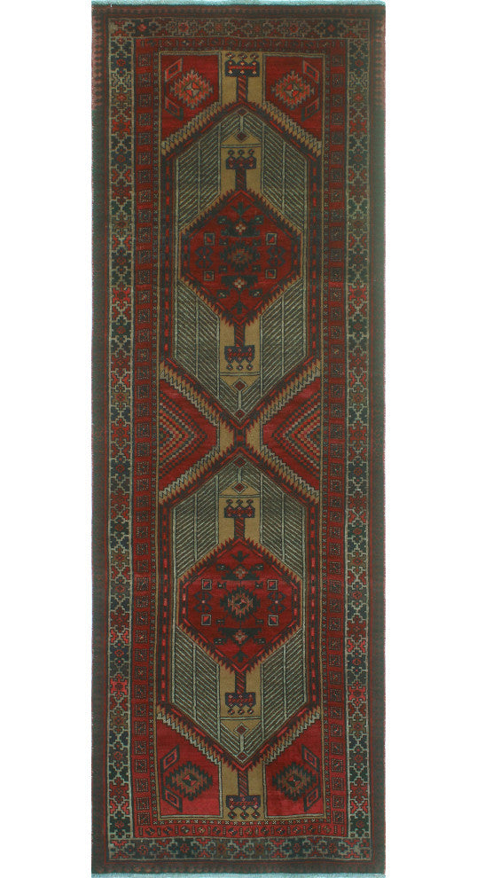 Fine Vintage Distressed Gulshane Red/Beige Runner, 3'6x11'0