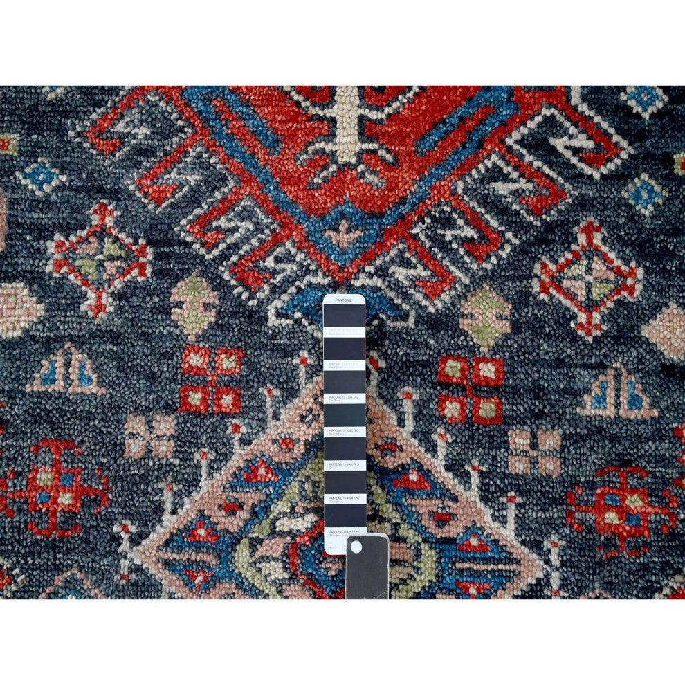 Charcoal Black Supple Pure Wool Hand Knotted Oversize Oriental Rug 12'x18'