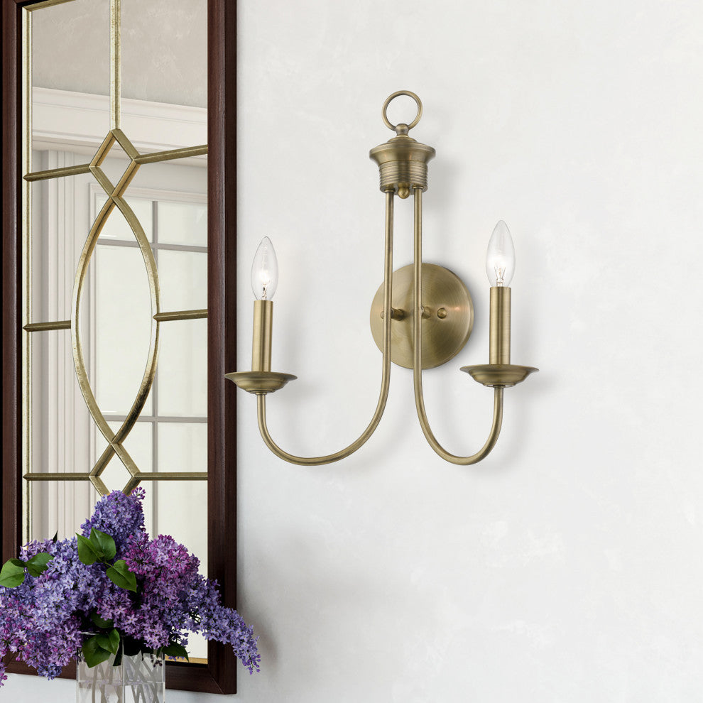 Estate 2 Light Antique Brass Double Sconce