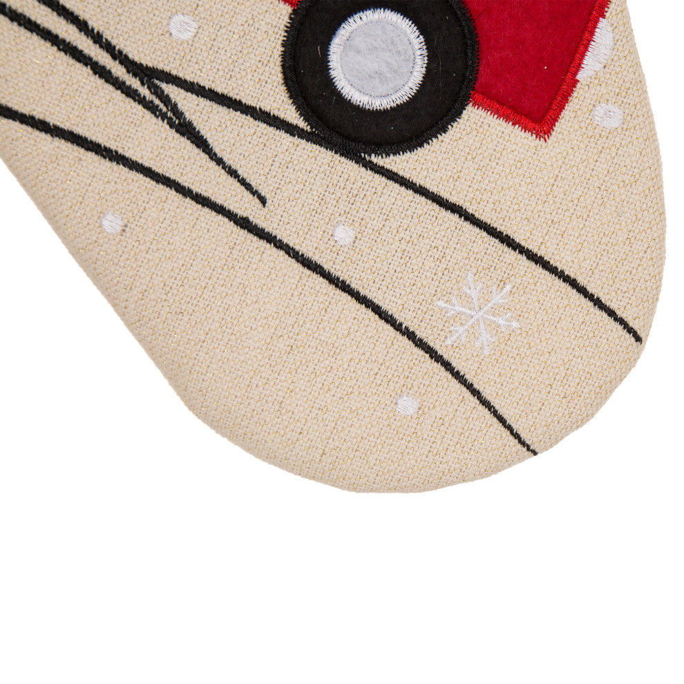 Set of 2 Embroidered Linen Christmas Decoration, Stocking