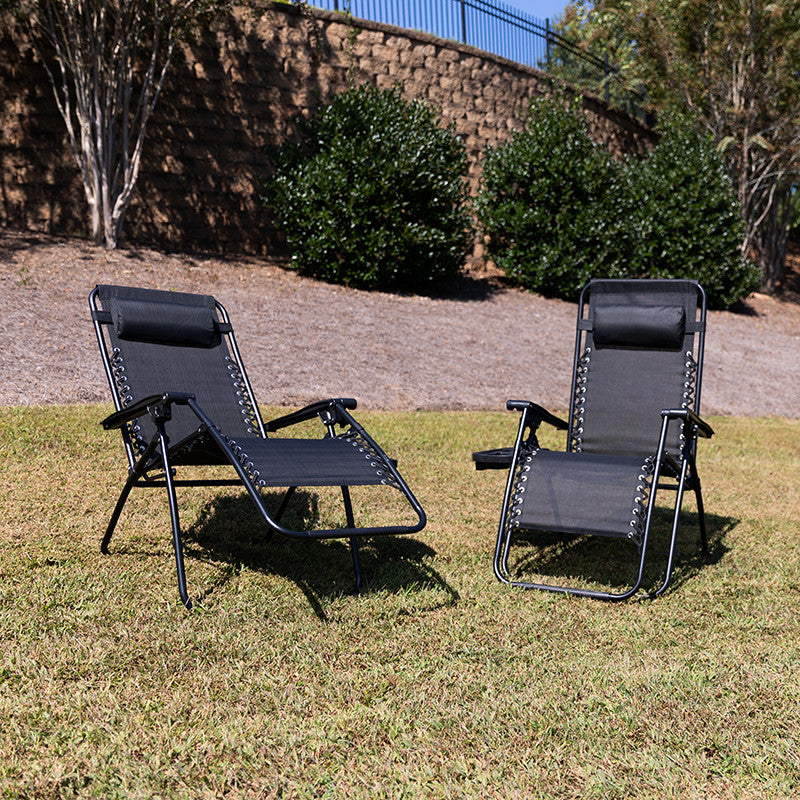 Adjustable Folding Mesh Zero Gravity Reclining Lounge Chair, Set of 2, Brown