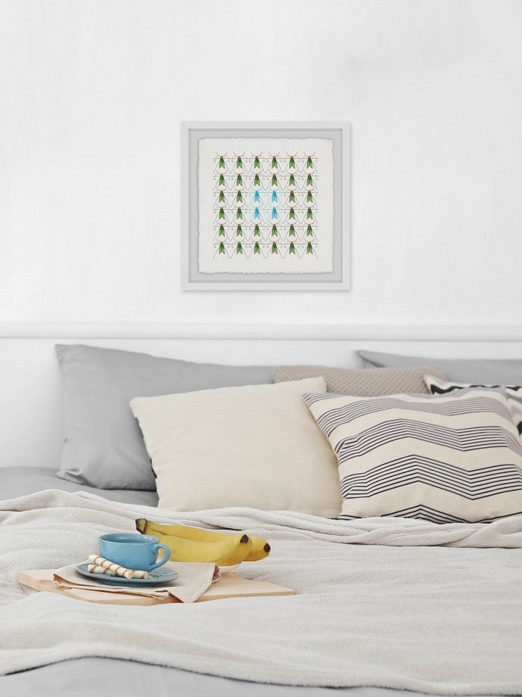 "Flies in Rows" Framed Painting Print, 12"x12"