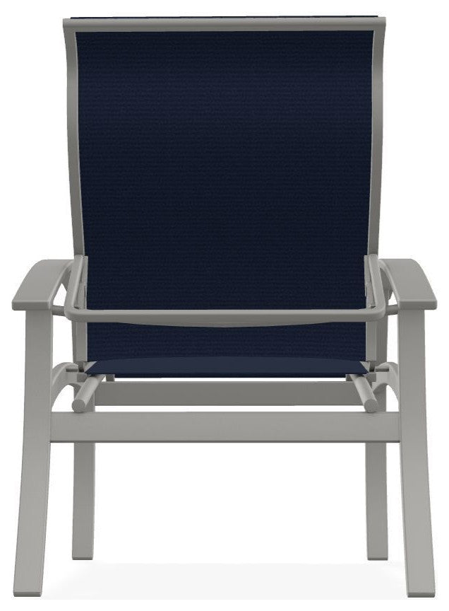 Belle Isle Sling Adjustable Outdoor Dining Chair, Navy/Snow