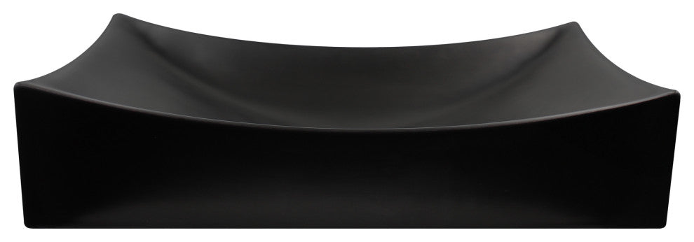 Rectangular Porcelain Vessel Bathroom Sink in Matte Black