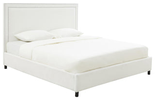 TOV Furniture Reed White Velvet Bed in Queen