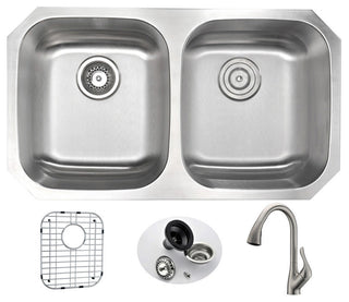 ANZZI Moore Undermount Stainless Steel Kitchen Sink w/Accent Faucet