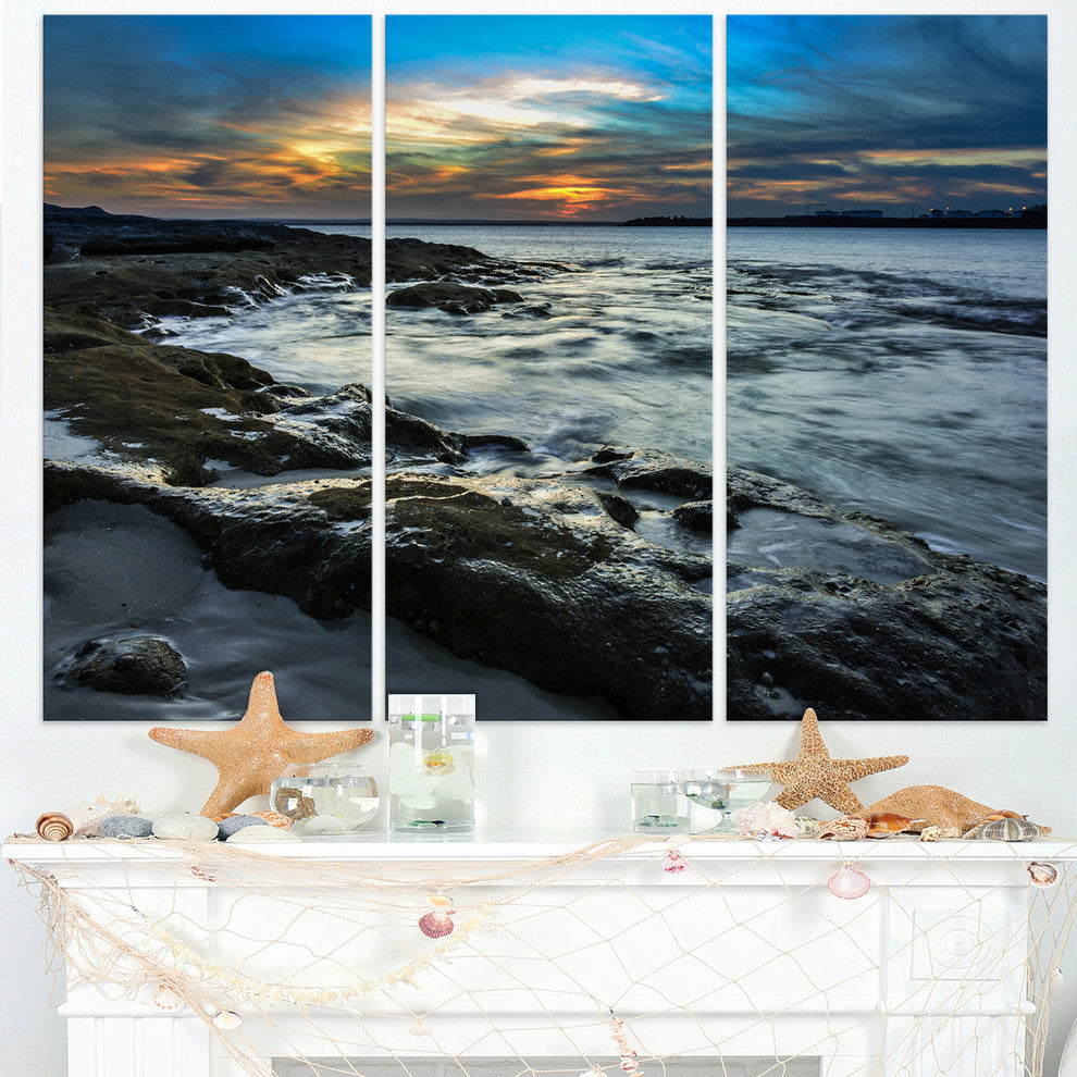 "Fascinating Sunset at Australia Coastline" Metal Wall Art, 3 Panels, 36"x28"