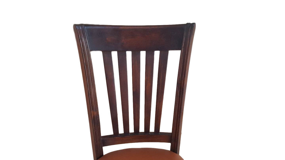 Hand Carved Teak Wood Leather Dining Chair, Set of 6