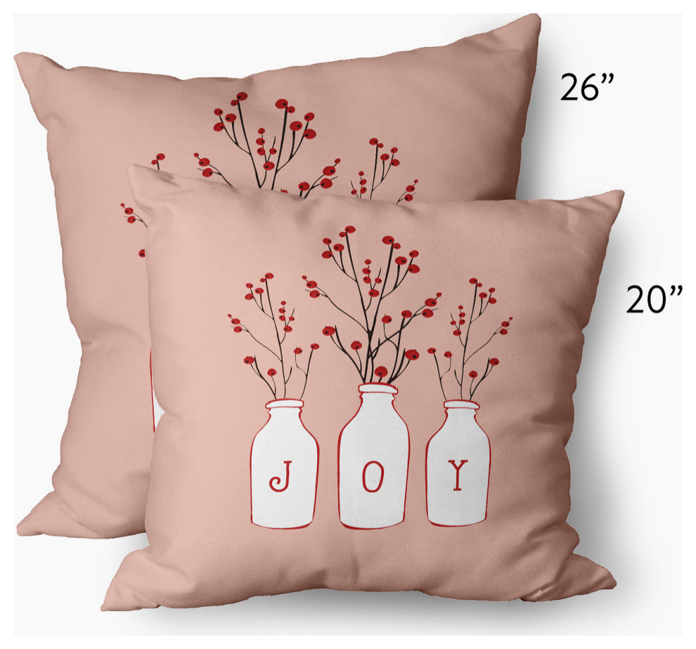 Joy Decorative Throw Pillow, Peach, 14"x20"