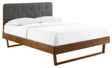 Bridgette Full Wood Platform Bed With Angular Frame Walnut Charcoal