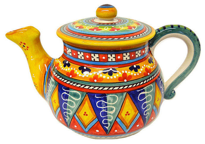 Deruta Ceramiche Sberna Antico Geometrico Teapot