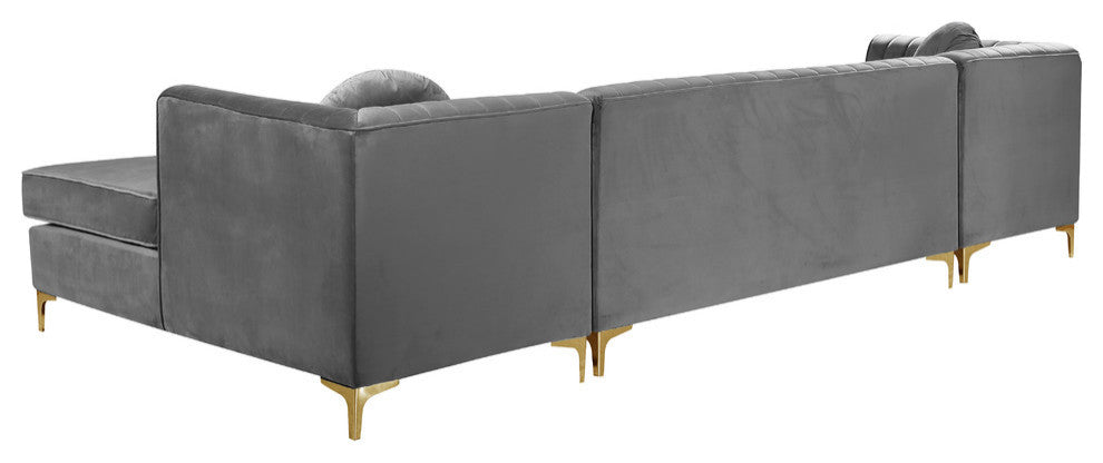 Graham Velvet 3pc. Sectional, Gray