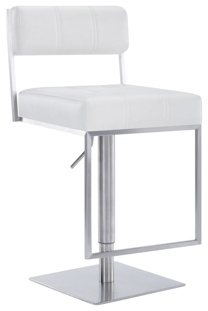 Kylee Swivel Barstool in Faux Leather, White