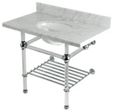 KVPK36KASQ6 36" Black Granite Console Sink with Acrylic Legs