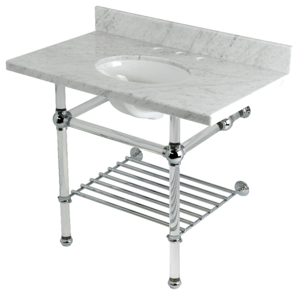 KVPK36KASQ6 36" Black Granite Console Sink with Acrylic Legs