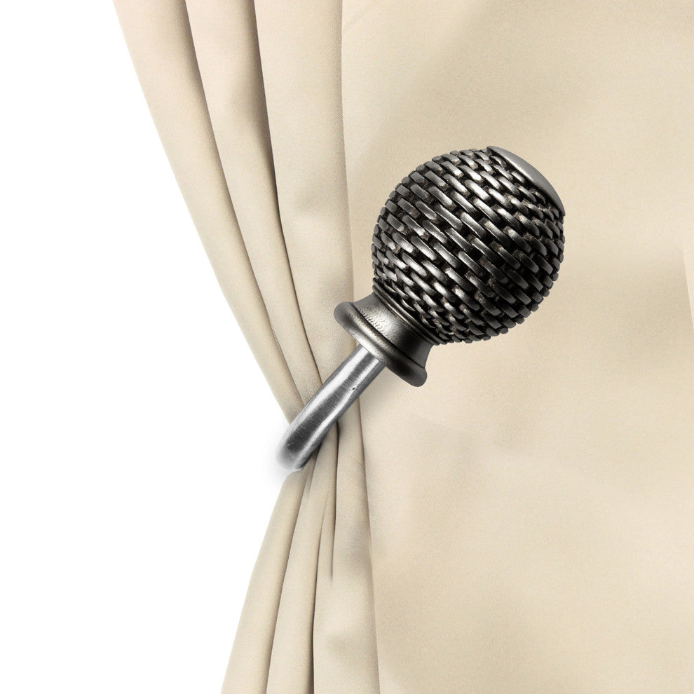Vanna Curtain Holdback, Pair, Satin Nickel