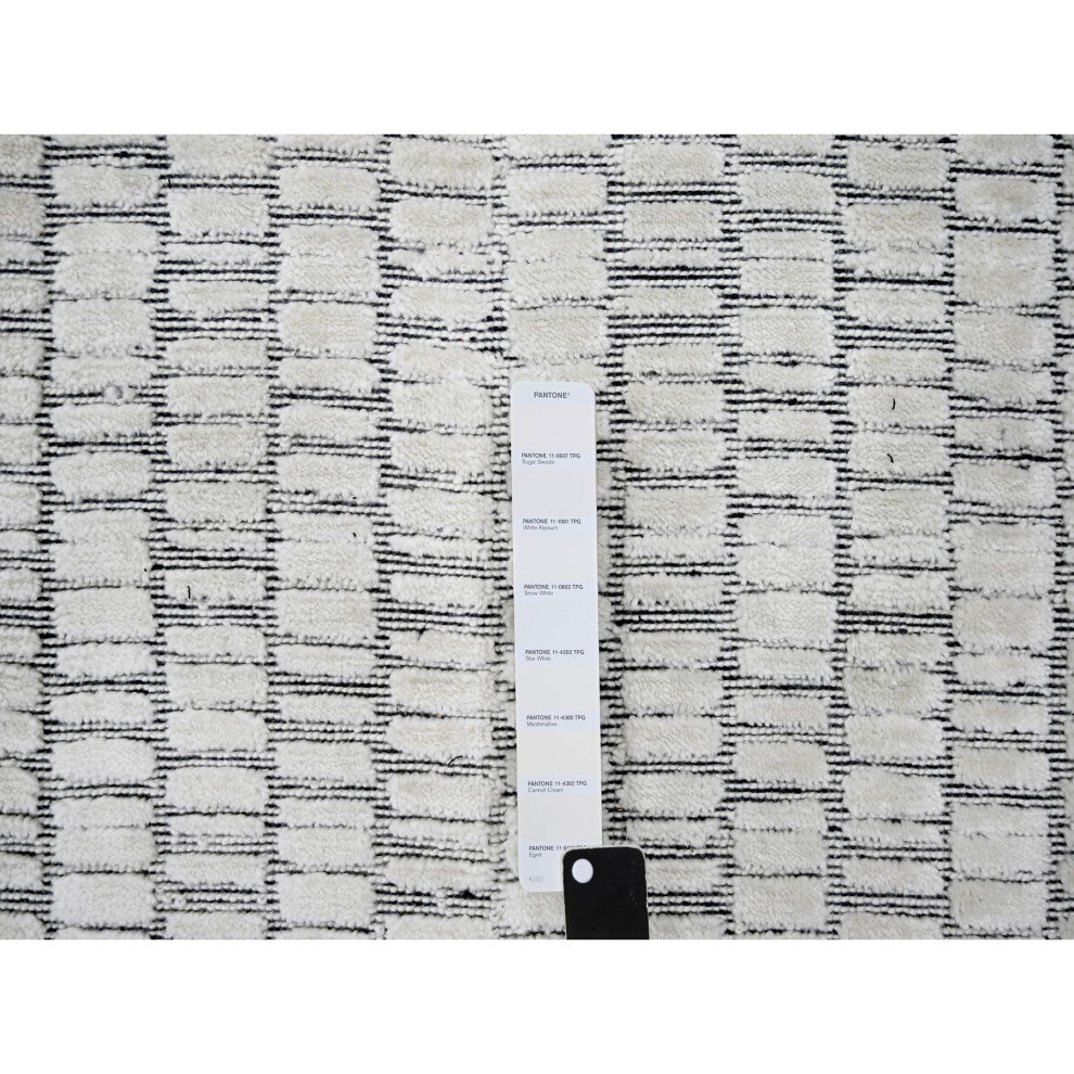 Ivory Wool and Silk Hand Loomed Modern Oversized Oriental Rug 12'2"x14'11"