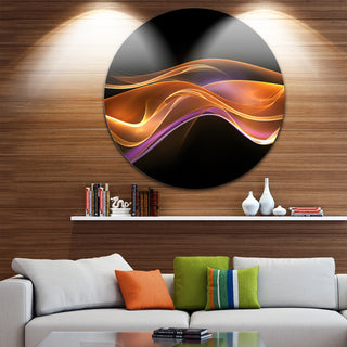 3D Gold Pink Wave Design, Abstract Digital Art Round Wall Art, 23"