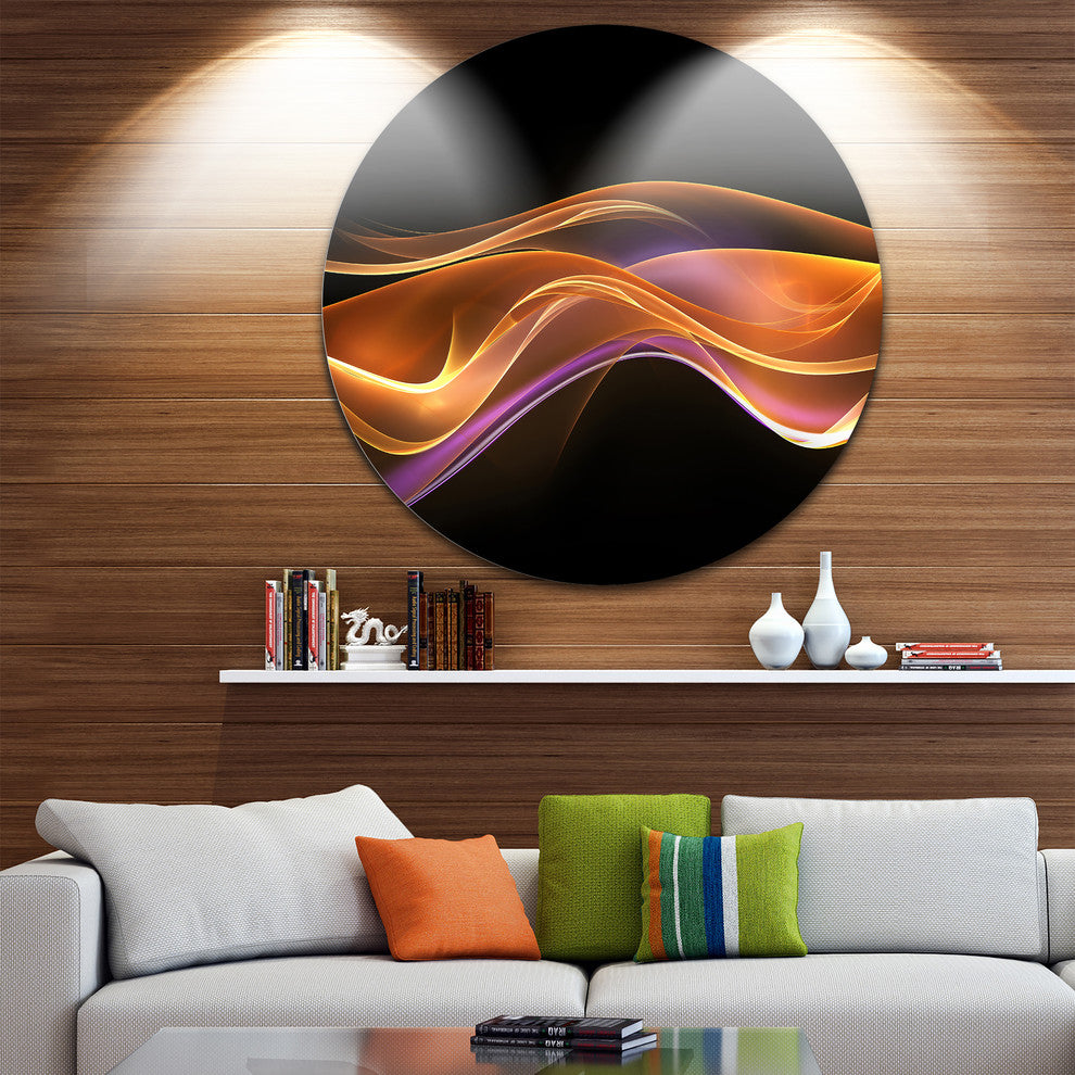 3D Gold Pink Wave Design, Abstract Digital Art Round Wall Art, 23"