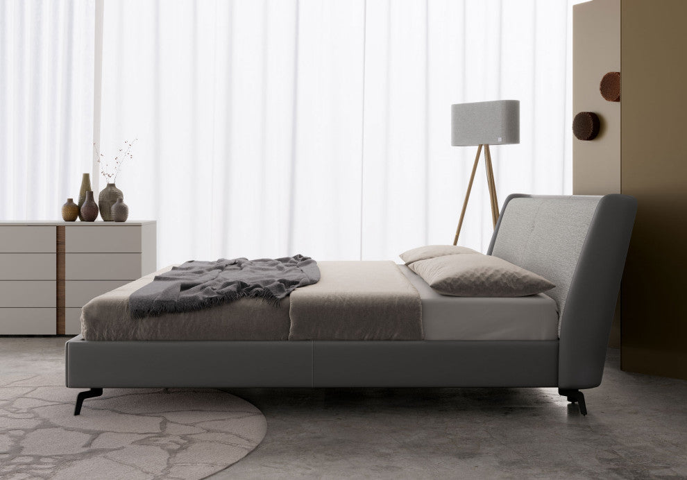 Mitchell Bed, Desert Beige Fabric and Topeka Taupe Eco Leather, Cal King