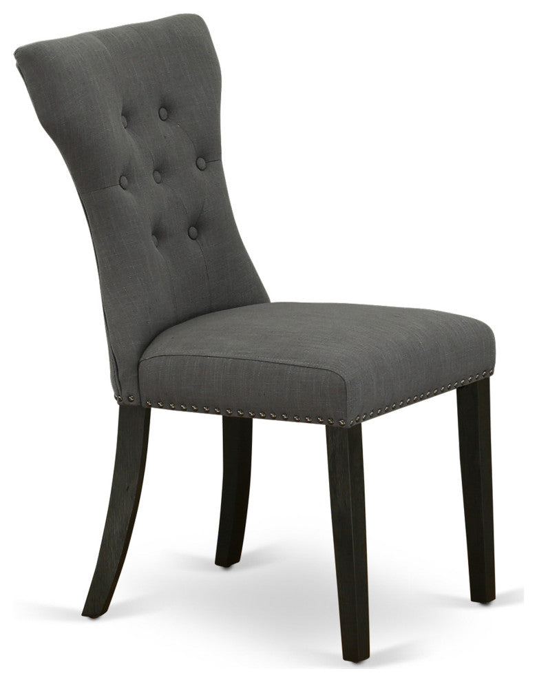 5Pc Dining Set, Black Breakfast Table, 4 Dark Gotham Grey Chairs