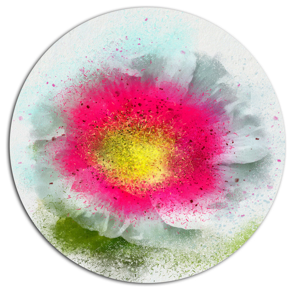 Red Poppy Flower On White, Floral Round Metal Wall Art, 36"