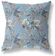 28" Gray Blue Tropical Indoor Outdoor Throw Pillow