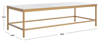 Safavieh Couture Caralyn Rectangle Marble Coffee Table White/Brass