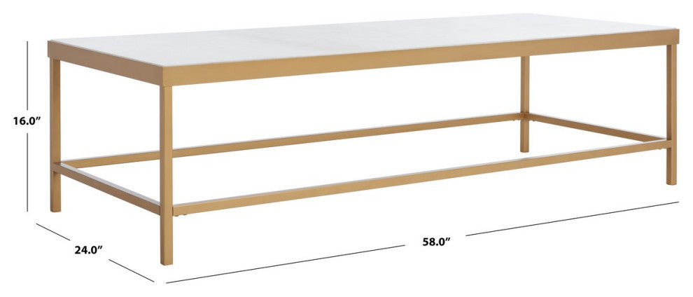 Safavieh Couture Caralyn Rectangle Marble Coffee Table White/Brass