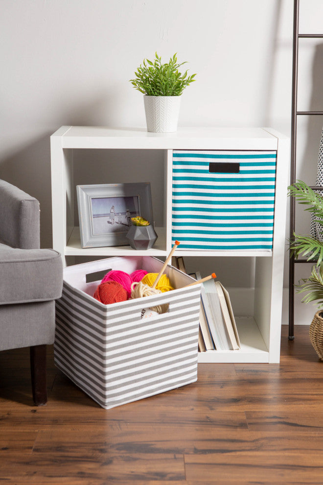 DII Polyester Cube Pinstripe Teal Square