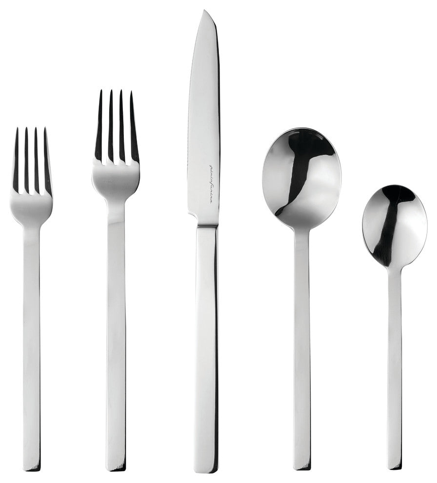 Stile By Pininarina Flatware  Set with Steak Knife - 5-Piece Set - Mirror
