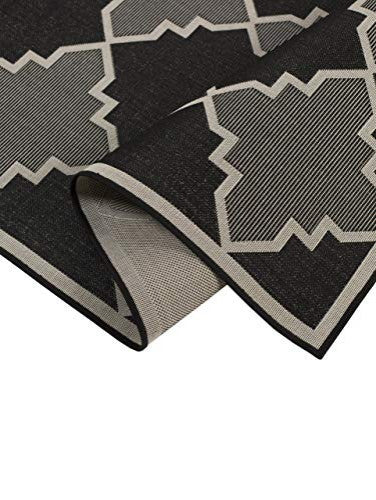 Outdoor Collection Trellis Diamond Rug Geometric Rug, Black, 7'10"x10'