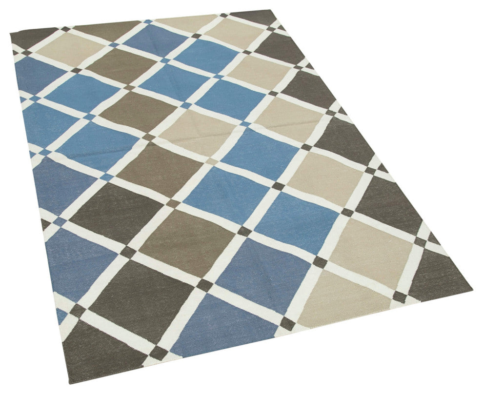 Rug N Carpet - Handmade Wool 3' 6'' x 5' 3'' Geometric Dhurrie Kilim Rug